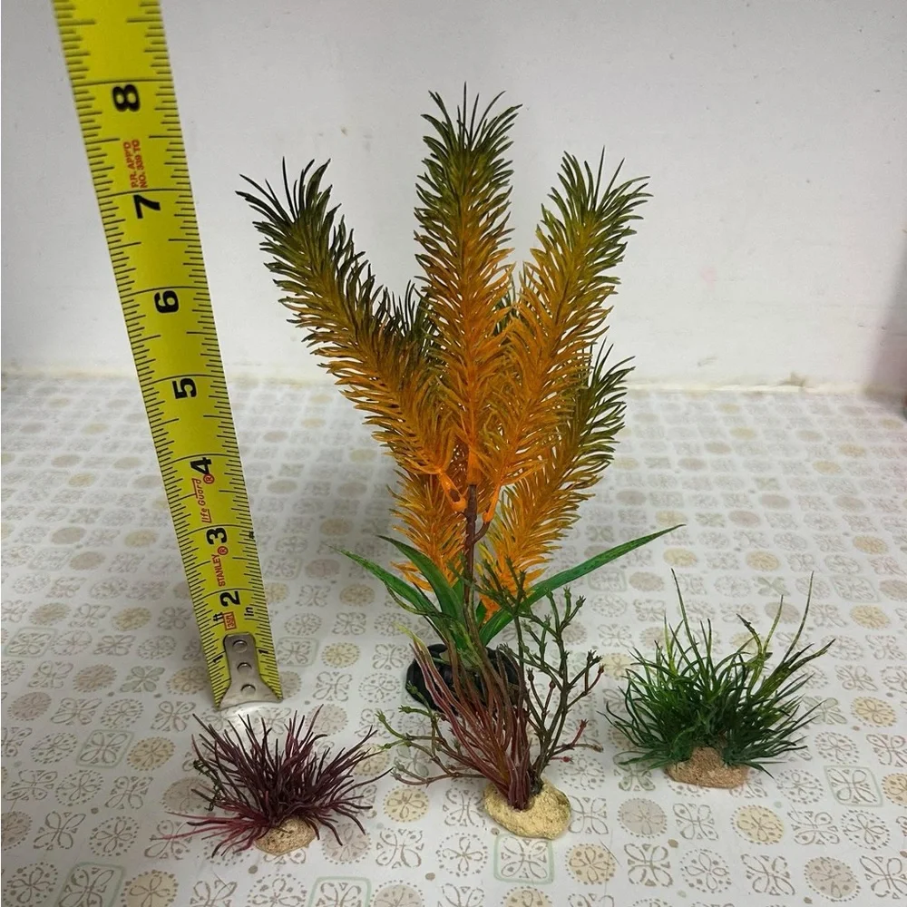 Aquarium Plant Set with Orange and Green Foliage